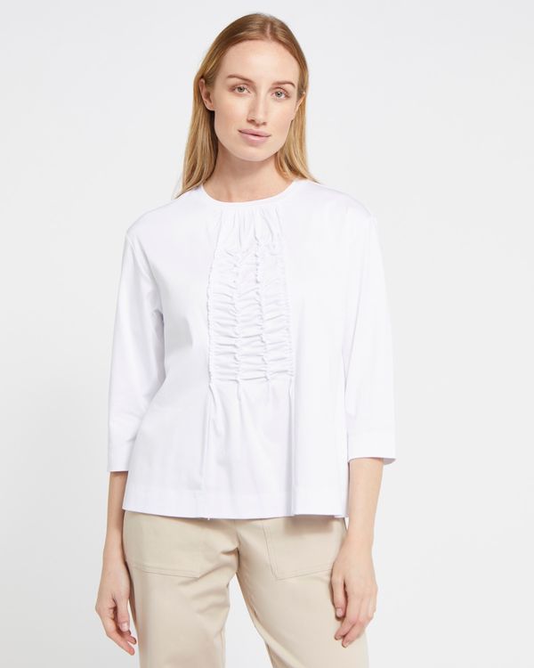 Dunnes Stores | White Carolyn Donnelly The Edit Ruffle Front Cotton Top