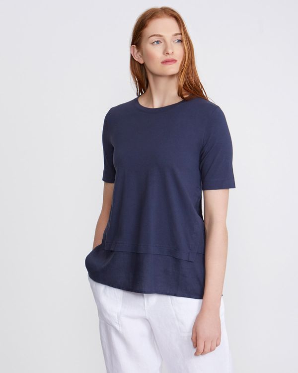 Dunnes Stores | Navy Carolyn Donnelly The Edit Linen Side Detail Top