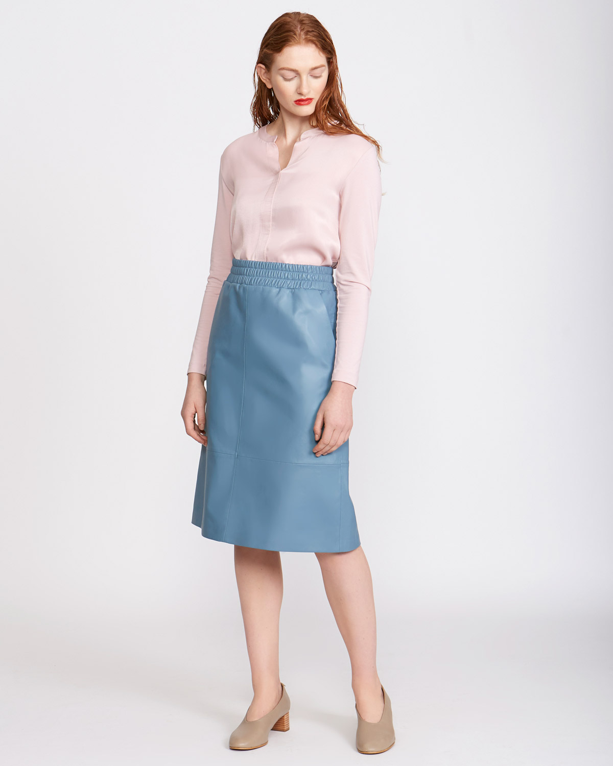Dunnes Stores | Blue Carolyn Donnelly The Edit Leather Elasticated Skirt