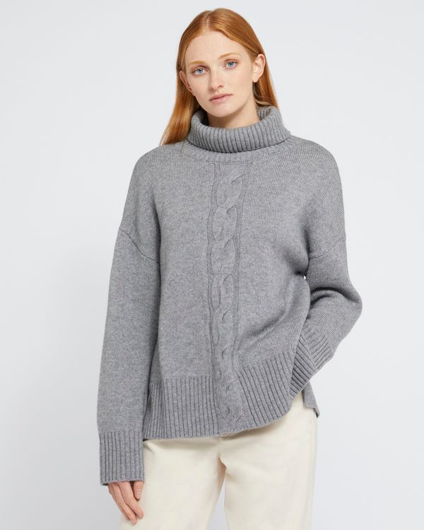 Carolyn Donnelly The Edit Wool/Cashmere Blend Cable Front Polo