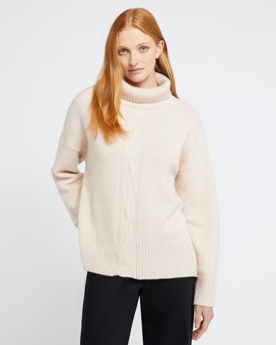 Carolyn Donnelly The Edit Wool/Cashmere Blend Cable Front Polo thumbnail