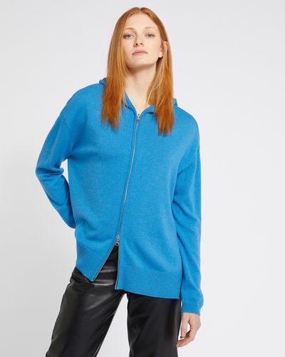 Carolyn Donnelly The Edit Blue Cashmere Blend Zip-Up Hoodie