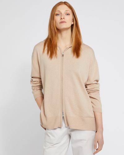 Carolyn Donnelly The Edit Sand Cashmere Blend Zip-Up Hoodie