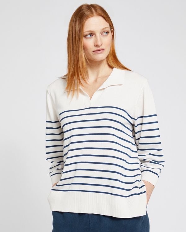 Carolyn Donnelly The Edit Stripe Collared Sweater