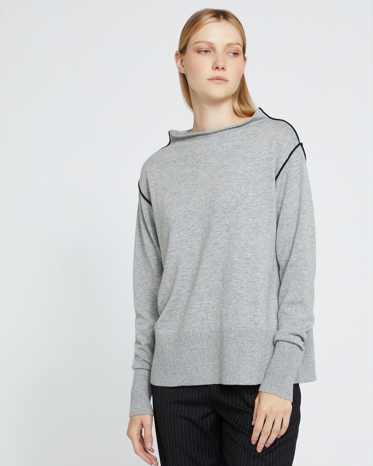 Dunnes Stores | Grey Carolyn Donnelly The Edit Contrast Seam Sweater