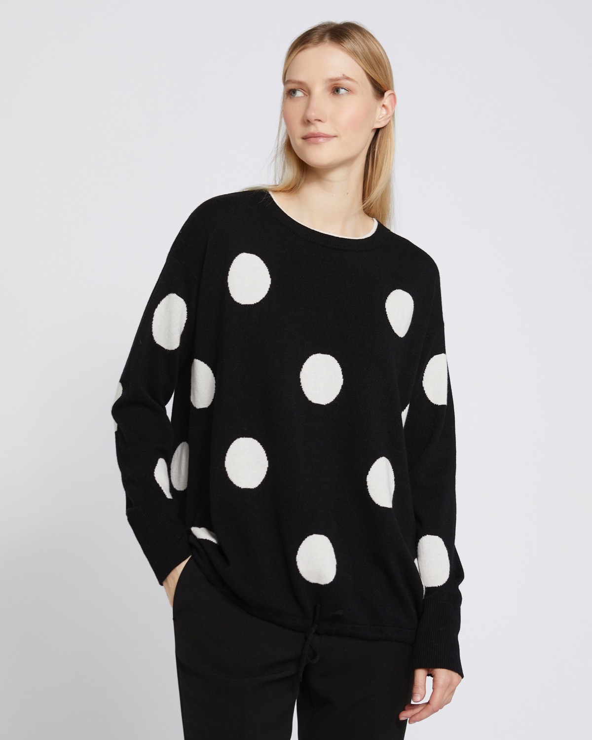 Dunnes Stores | Black Carolyn Donnelly The Edit Drawstring Spot Sweater
