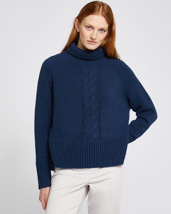 Dunnes Stores | Navy Carolyn Donnelly The Edit Cable Front Polo Neck Jumper