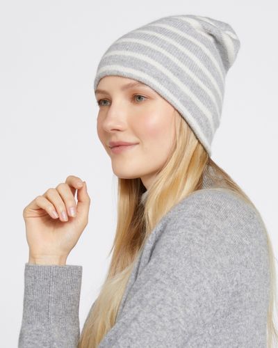 Carolyn Donnelly The Edit Cream Stripe Cashmere-Blend Hat