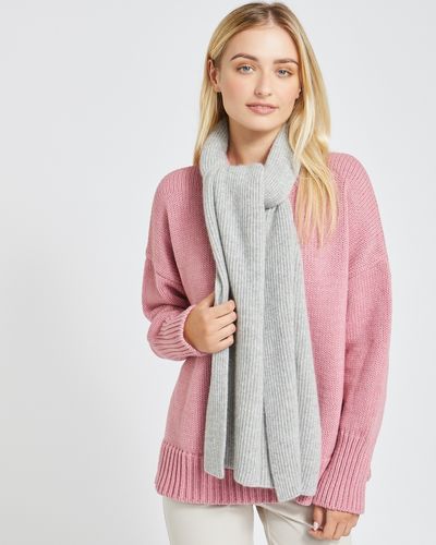 Carolyn Donnelly The Edit Grey Ribbed Cashmere Scarf