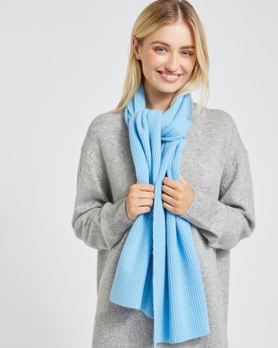 Carolyn Donnelly The Edit Blue Ribbed Cashmere Scarf