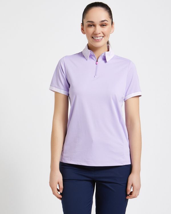 Pádraig Harrington Golf Lavender Dash Print Polo Shirt