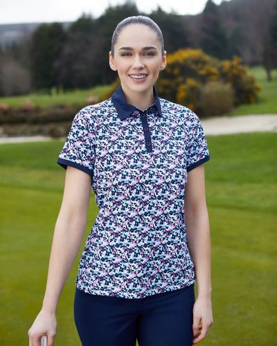 Pádraig Harrington Golf Navy Floral Polo Shirt