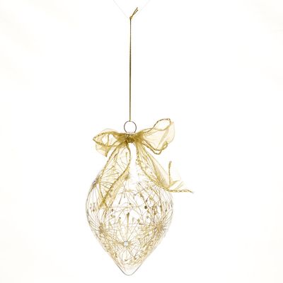 Gold Finial Decoration With Organza Bow thumbnail