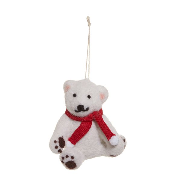 Dunnes Stores | White Wool Bear Decoration