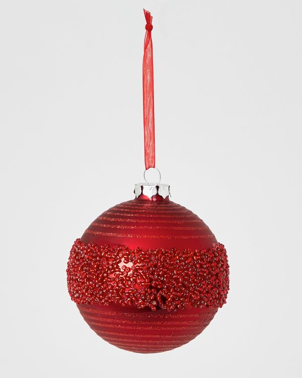 Beaded Centre Red Bauble