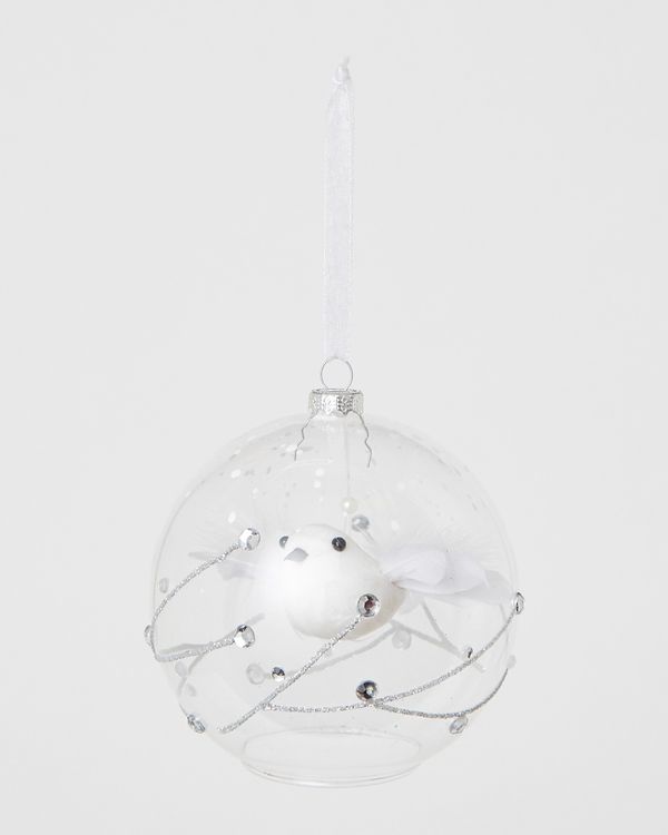 Flying Bird In Clear Bauble