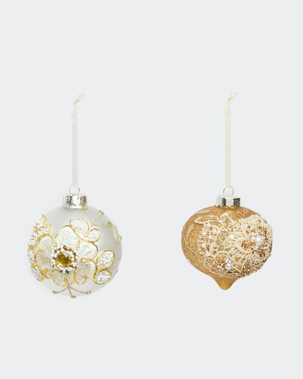 Lace Flower Bauble - Pack Of 2