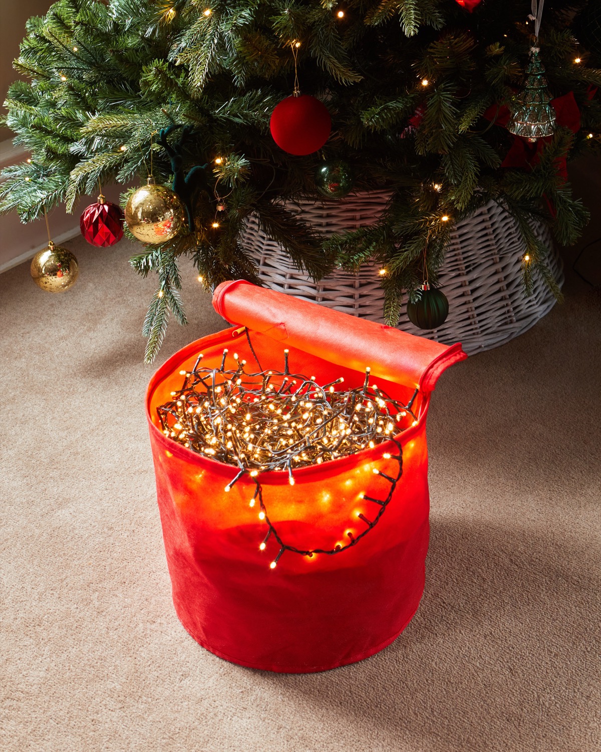 Dunnes Stores  Red Christmas Light Storage Bag