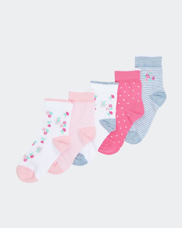 Dunnes Stores | White Baby Girls Design Socks - Pack Of 5