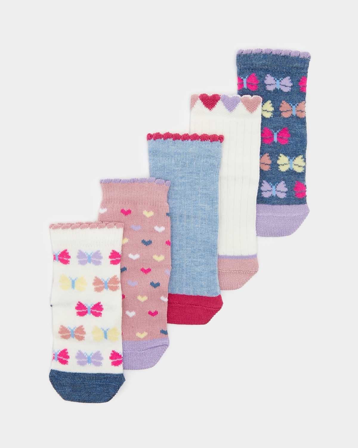 Dunnes Stores | Cream Baby Girls Design Socks - Pack Of 5