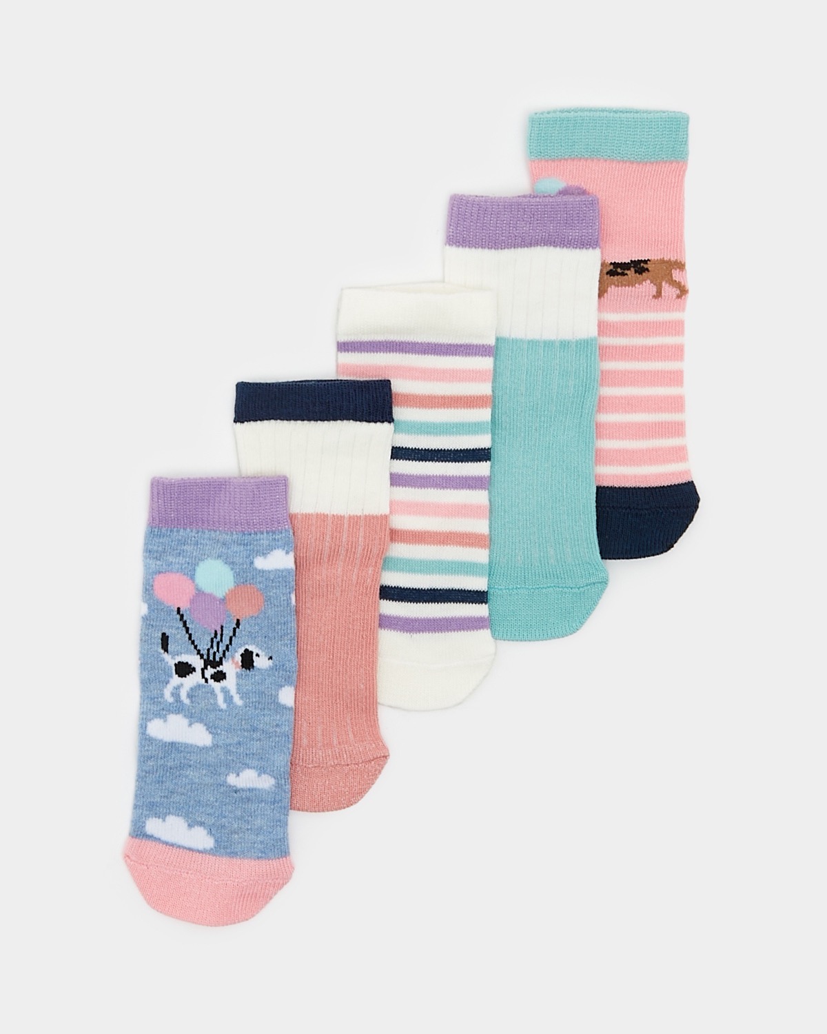 Dunnes Stores | Dog Baby Girls Design Socks - Pack Of 5