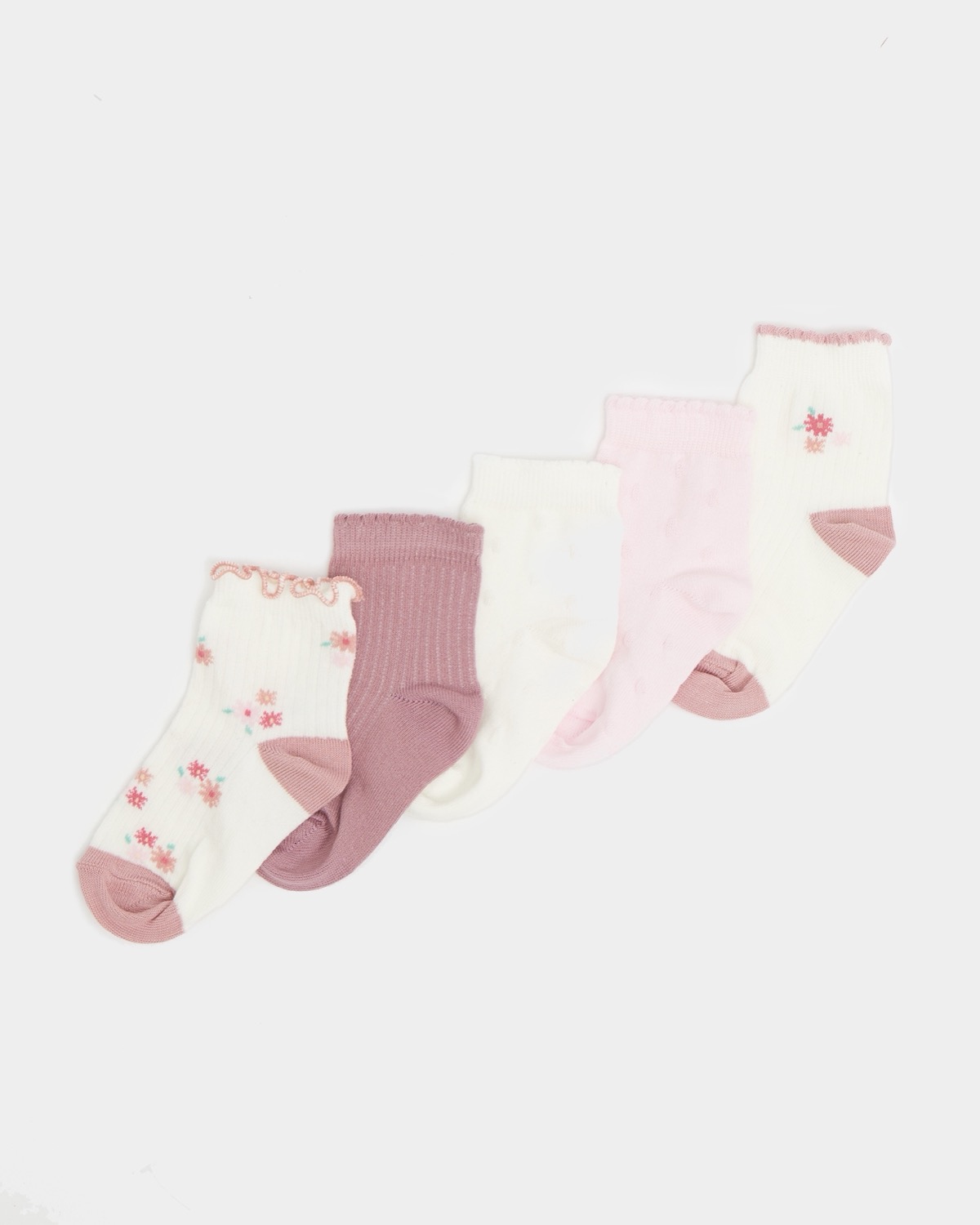 Dunnes Stores | Flower Baby Girls Design Socks - Pack Of 5