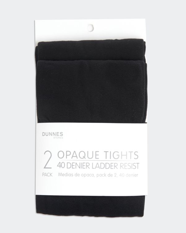 40 Denier Opaque Tights - Pack Of 2 - (5-14 Years)