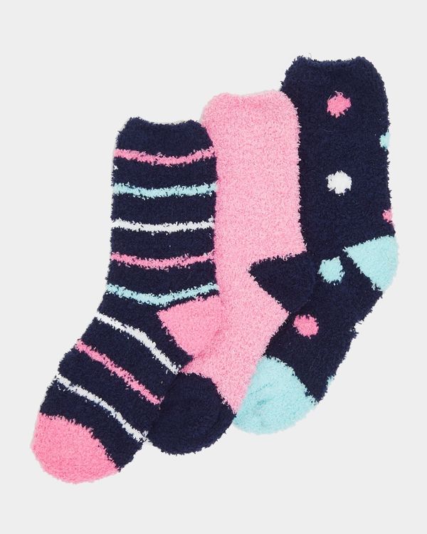 Dunnes Stores | Navy Girls Cosy Fluffy Socks - Pack Of 3