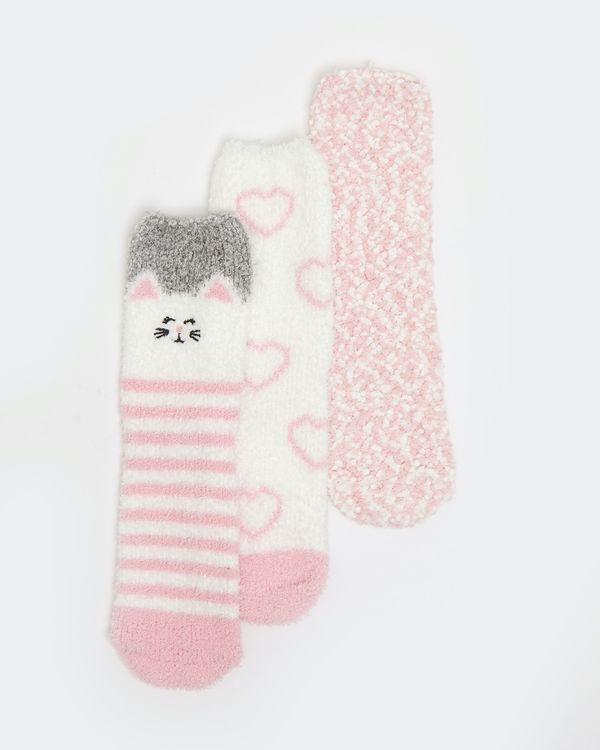 Girls Cosy Fluffy Socks - Pack Of 3