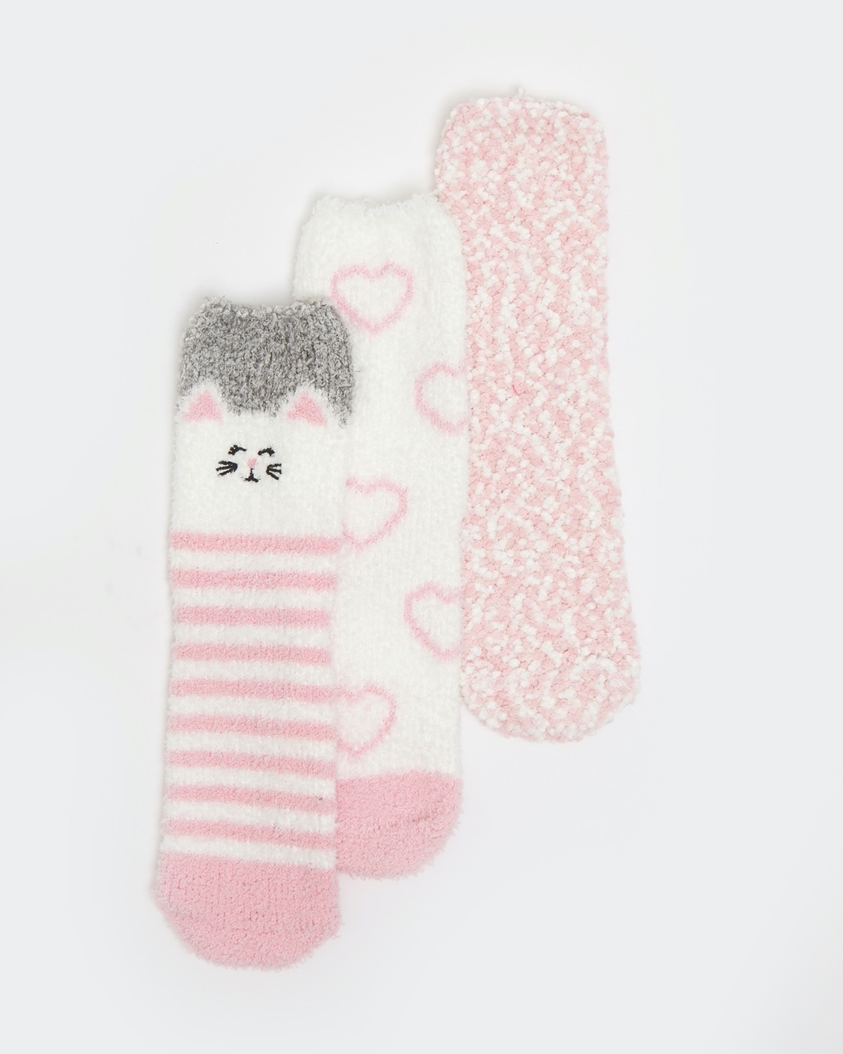 Dunnes Stores | Pink Girls Cosy Fluffy Socks - Pack Of 3