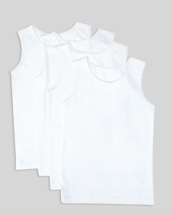 Dunnes Stores | White Girls Sleeveless Vests – Pack Of 4 (2 - 12 years)