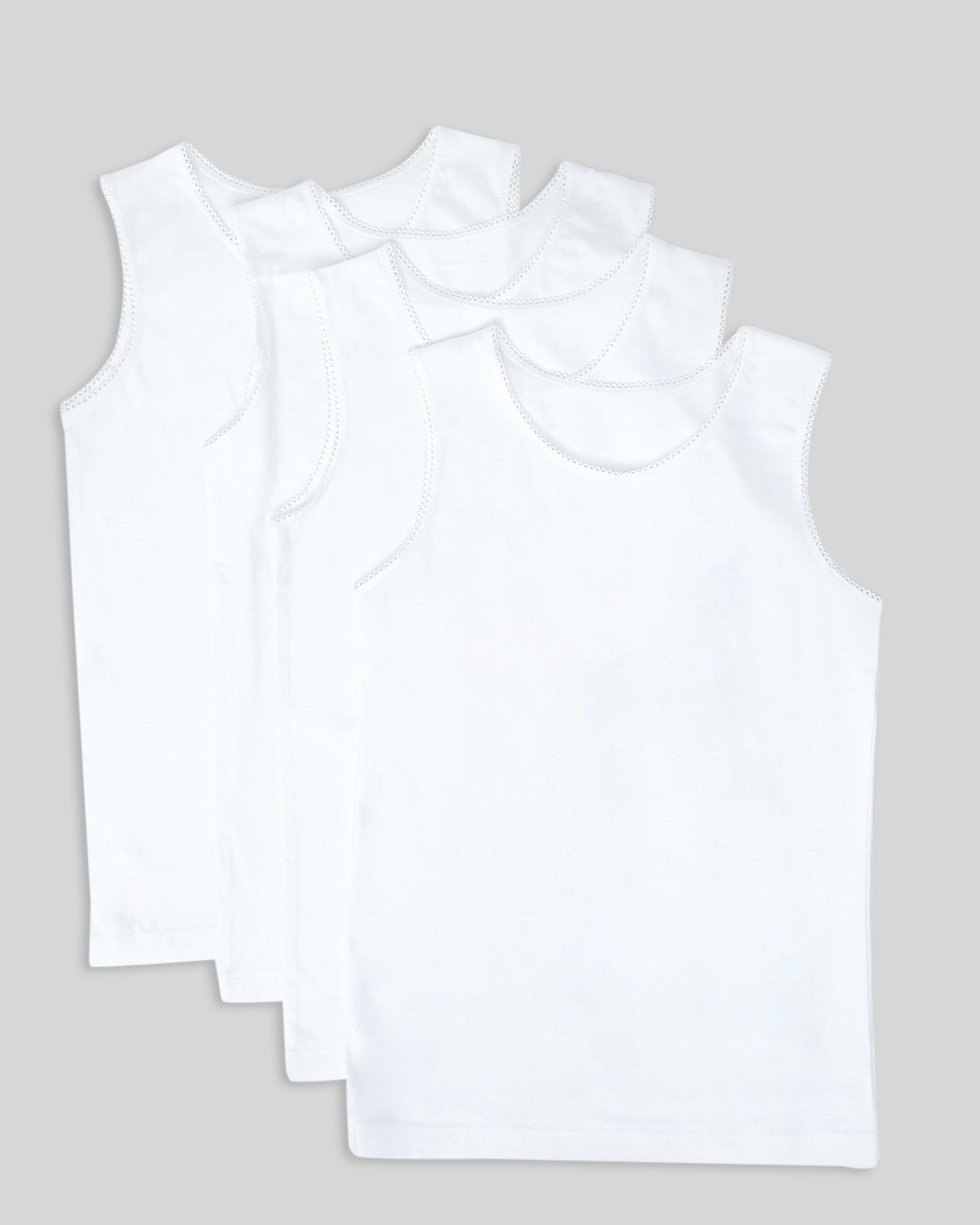 Dunnes Stores | White Girls Sleeveless Vests – Pack Of 4 (2-12 years)