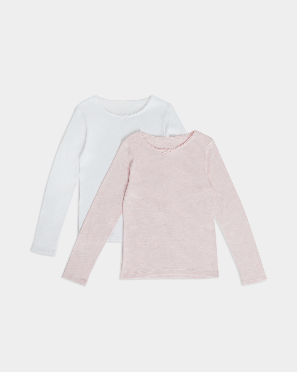 Dunnes Stores  Pink-marl Girls Thermal Long-Sleeved Tops - Pack Of 2 (2-14  Years)