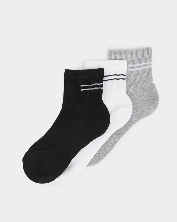 Dunnes Stores | Grey-marl Striped Sports Socks - Pack Of 3