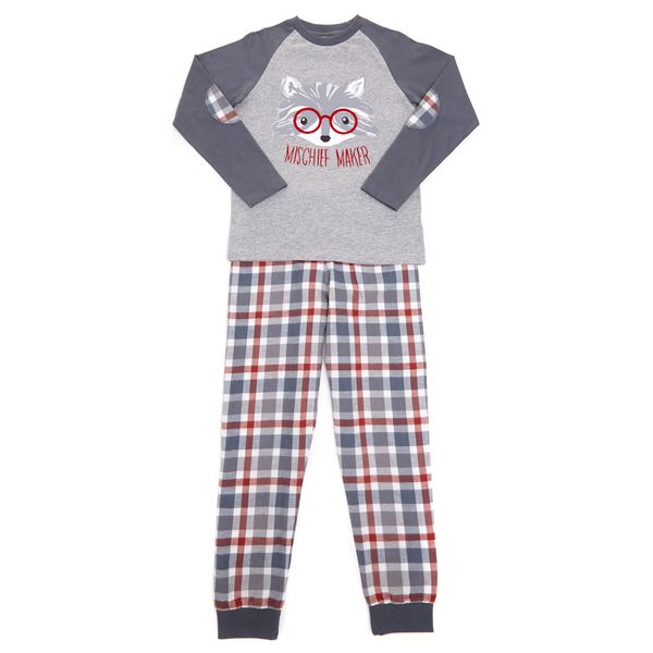 Boys Racoon Check Pyjamas