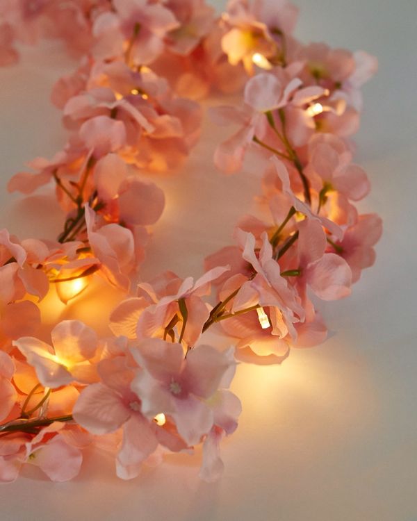 Pink Floral Garland String Lights