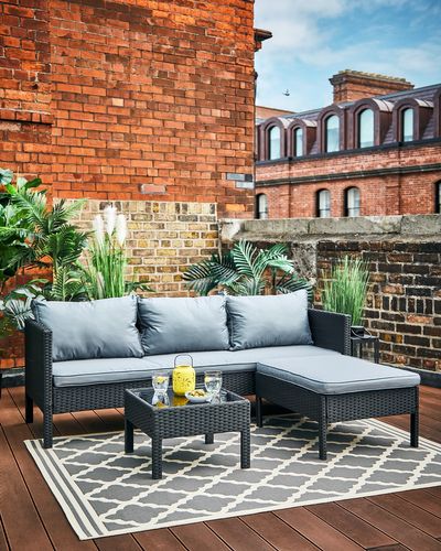 Outdoor 3 Seater Sofa With Ottoman & Table