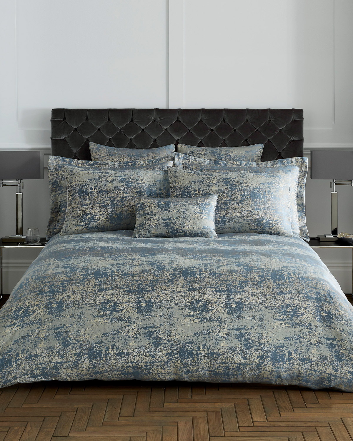 Dunnes Stores Duck Egg Abstract Jacquard Duvet Cover