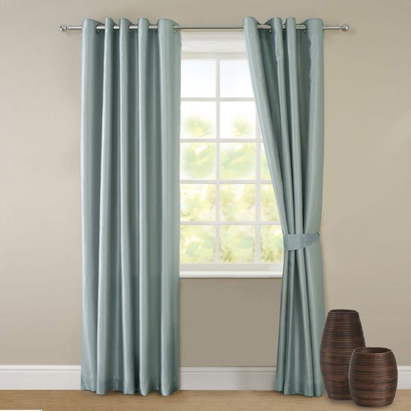 Faux Silk Curtains And Tie Backs