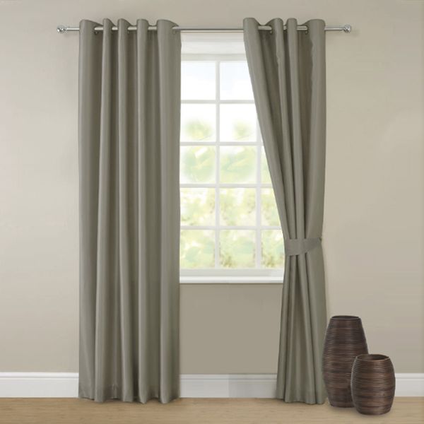 Faux Silk Curtains And Tie Backs