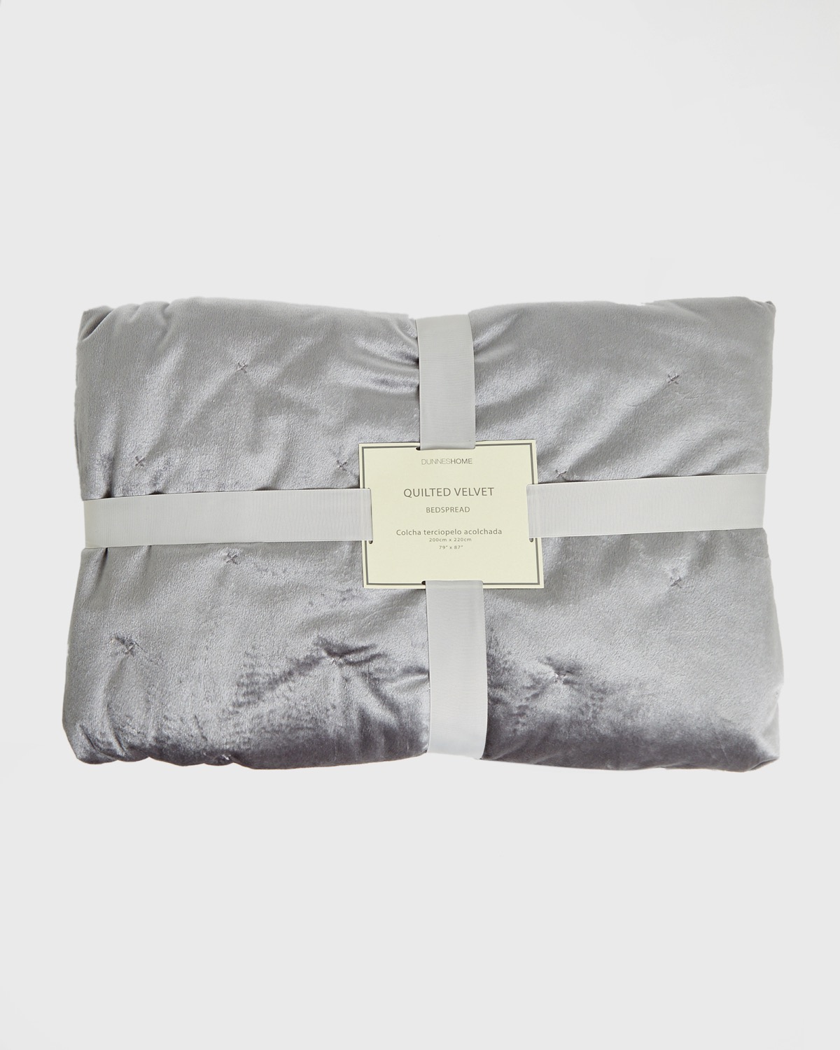 Dunnes Stores | Silver Quilted Velvet Bedspread