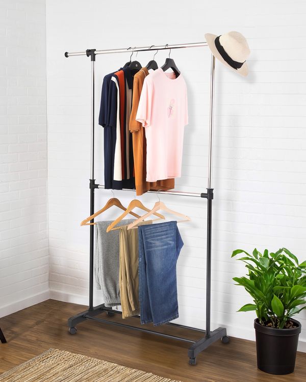 Adjustable Two-Tiered Clothing Rail