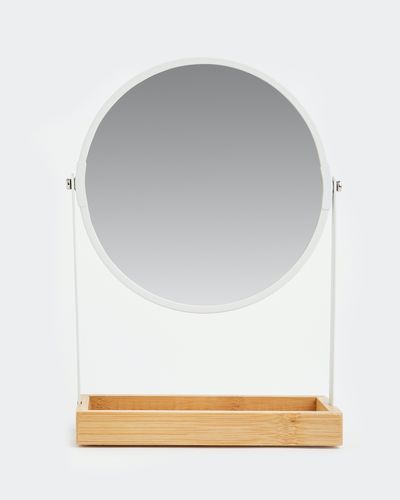 Dual-Sided Mirror With Bamboo Tray