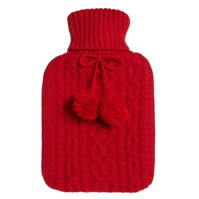 Red Chunky Knit Hot Water Bottle thumbnail