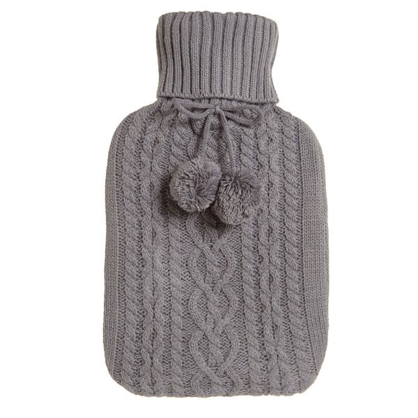 Grey Chunky Knit Hot Water Bottle