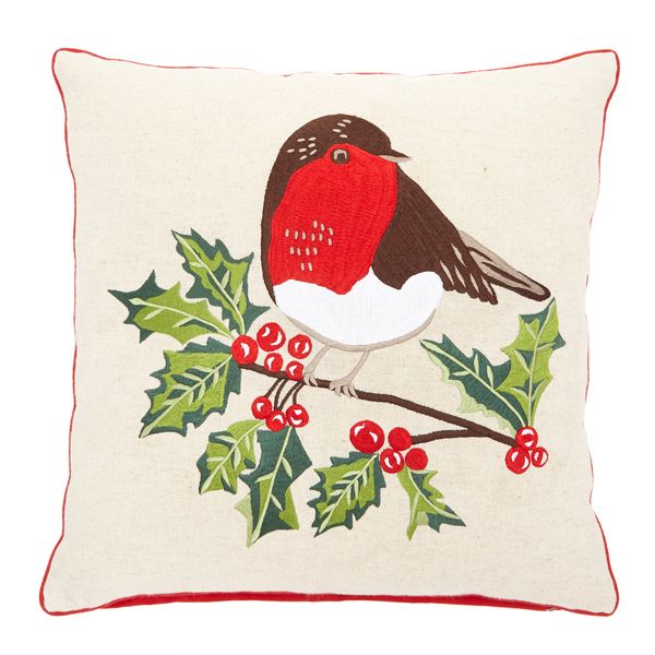 Robin Embroidered Cushion