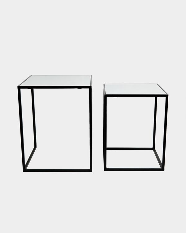Nested Square Mirror Top Tables - Set Of 2