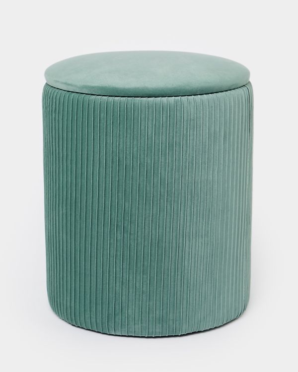 Pintuck Velvet Footstool With Storage