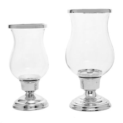 Goblet Metal And Glass Hurricane Candle Holder thumbnail