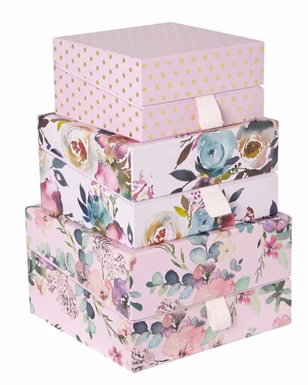 Floral Square Tab Box